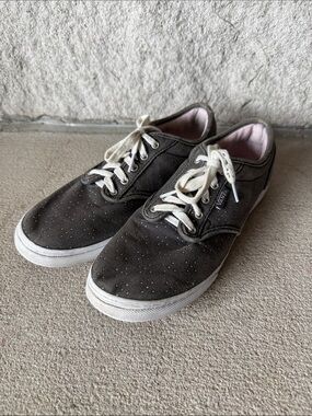 Vans Authentic Lo Pro Gray Textured Polka Dot Canvas Lace-Up Sneakers Women’s